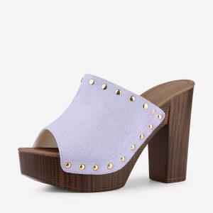 Open Toe Platform Block Heel Slides Sandals Purple/9.5 - Allegra K catalog