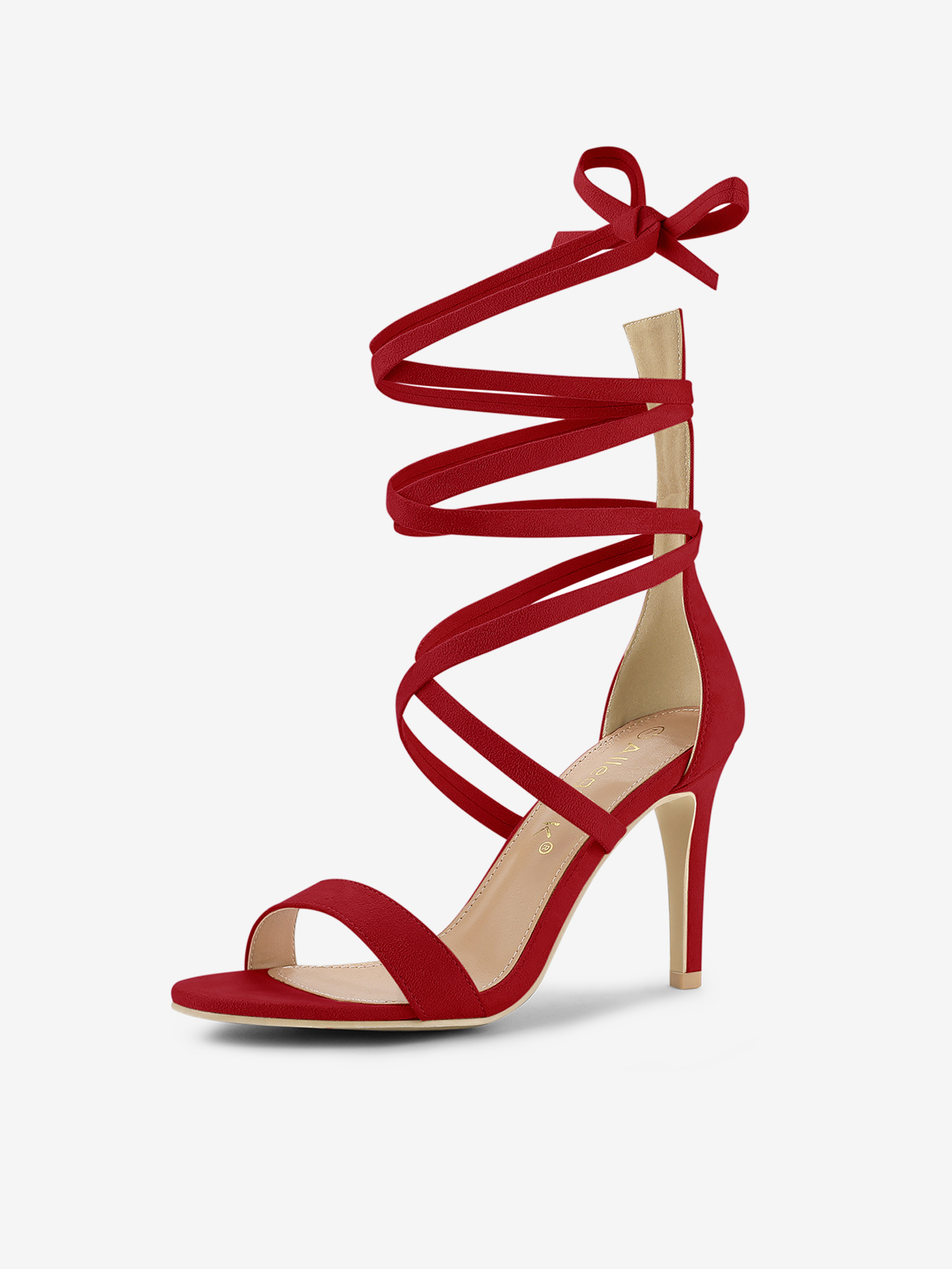 Open Toe Stiletto Heel Lace Up Ankle Strap Sandals Red/6 - Allegra K catalog