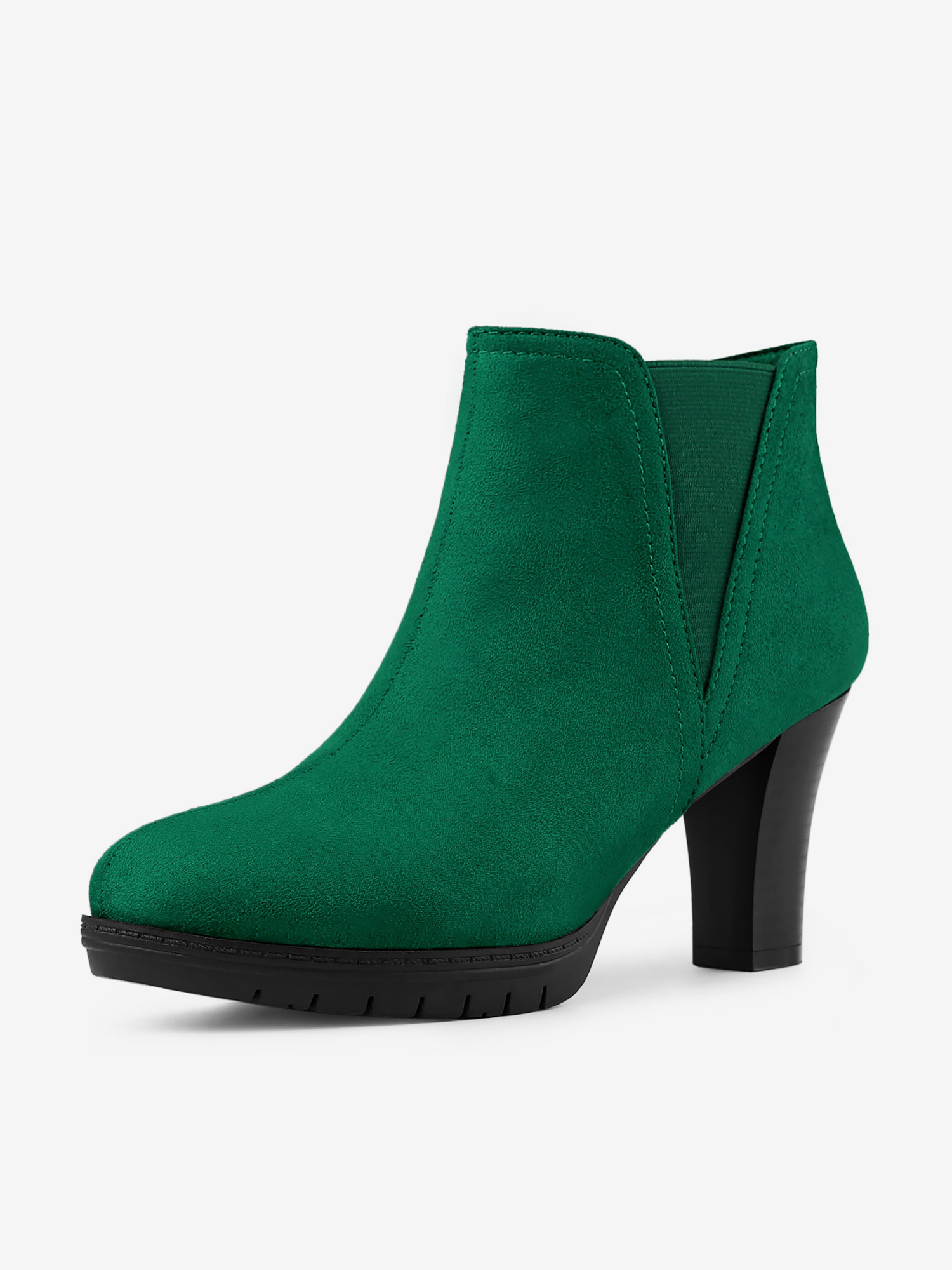 Round Toe Block Heel Chelsea Ankle Boots Emerald Green/9.5 - Allegra K catalog