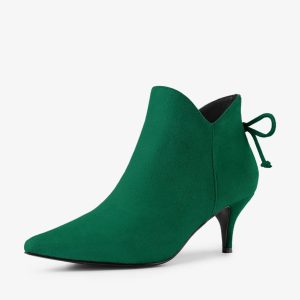 Pointed Toe Kitten Heel Ankle Booties Emerald Green/8.5 - Allegra K catalog