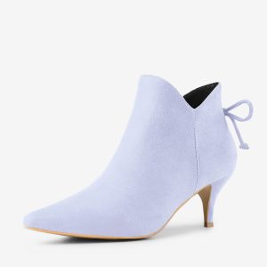 Pointed Toe Kitten Heel Ankle Booties Purple/6 - Allegra K catalog