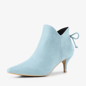 Pointed Toe Kitten Heel Ankle Booties Sky Blue/7.5 - Allegra K catalog