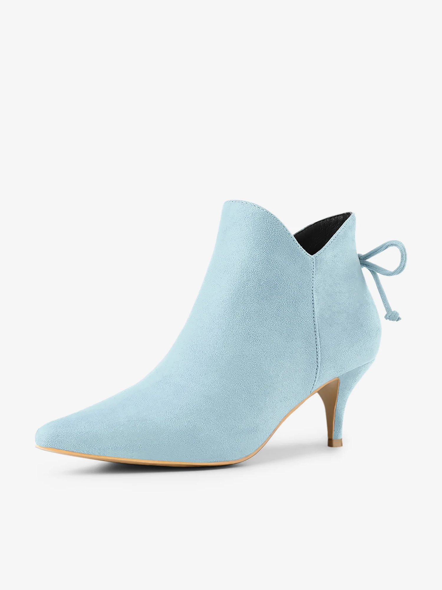 Pointed Toe Kitten Heel Ankle Booties Sky Blue/7.5 - Allegra K catalog