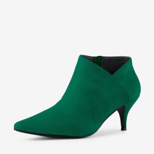 Pointed Toe Kitten Heel Cutout Ankle Boots Emerald Green/8.5 - Allegra K catalog
