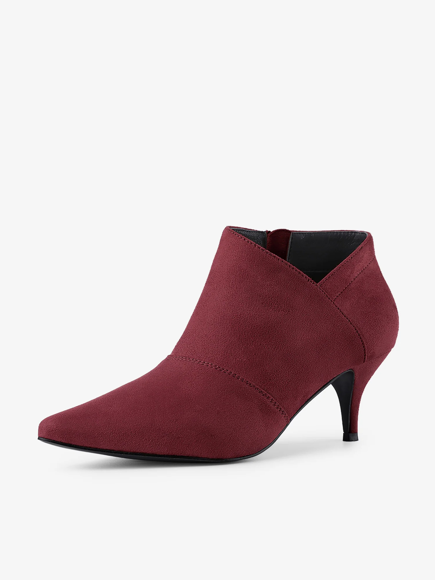 Pointed Toe Kitten Heel Cutout Ankle Boots Burgundy/9 - Allegra K catalog