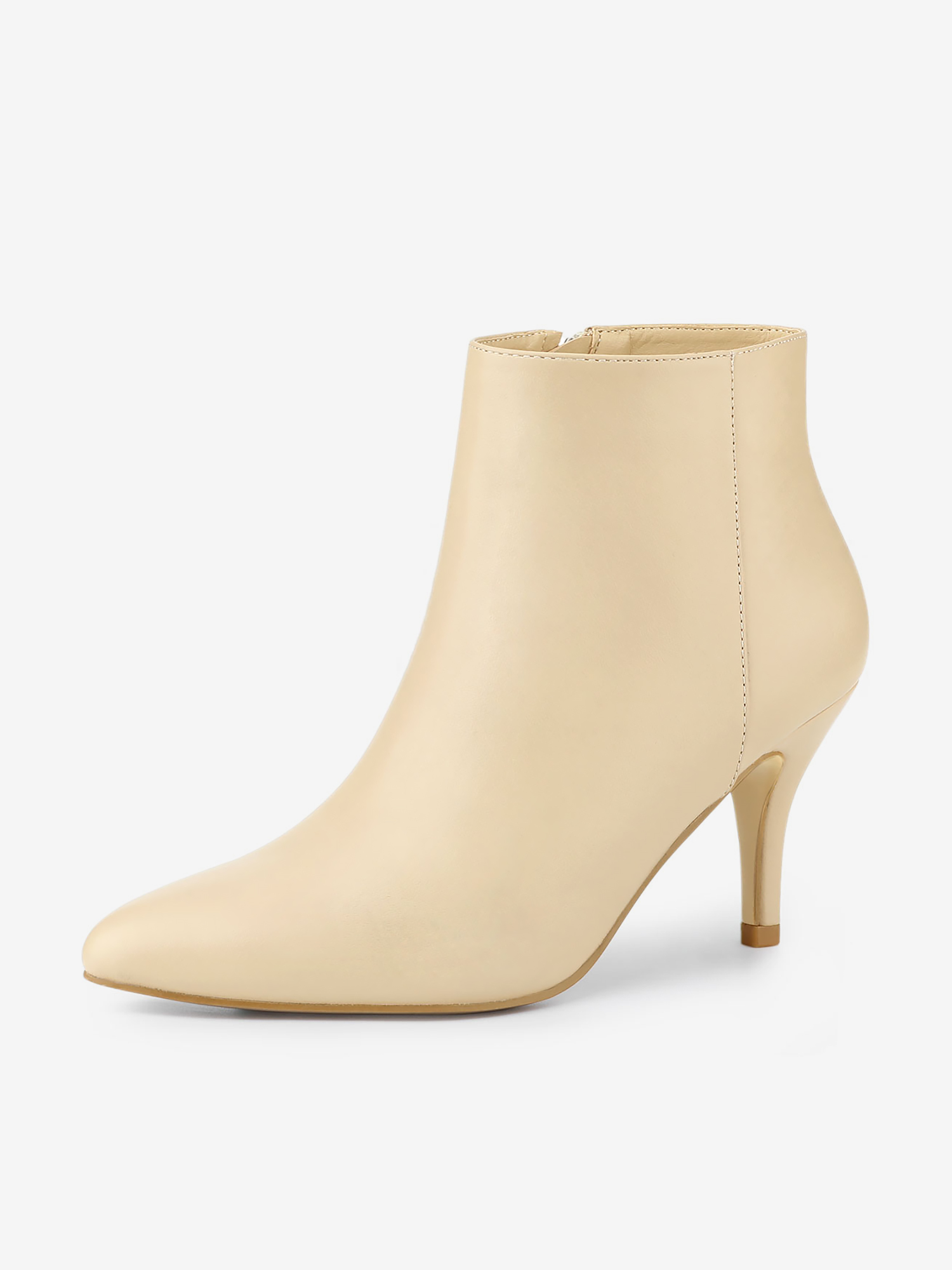 Pointed Toe Zipper Stiletto Heel Ankle Boots Nude/9 - Allegra K catalog