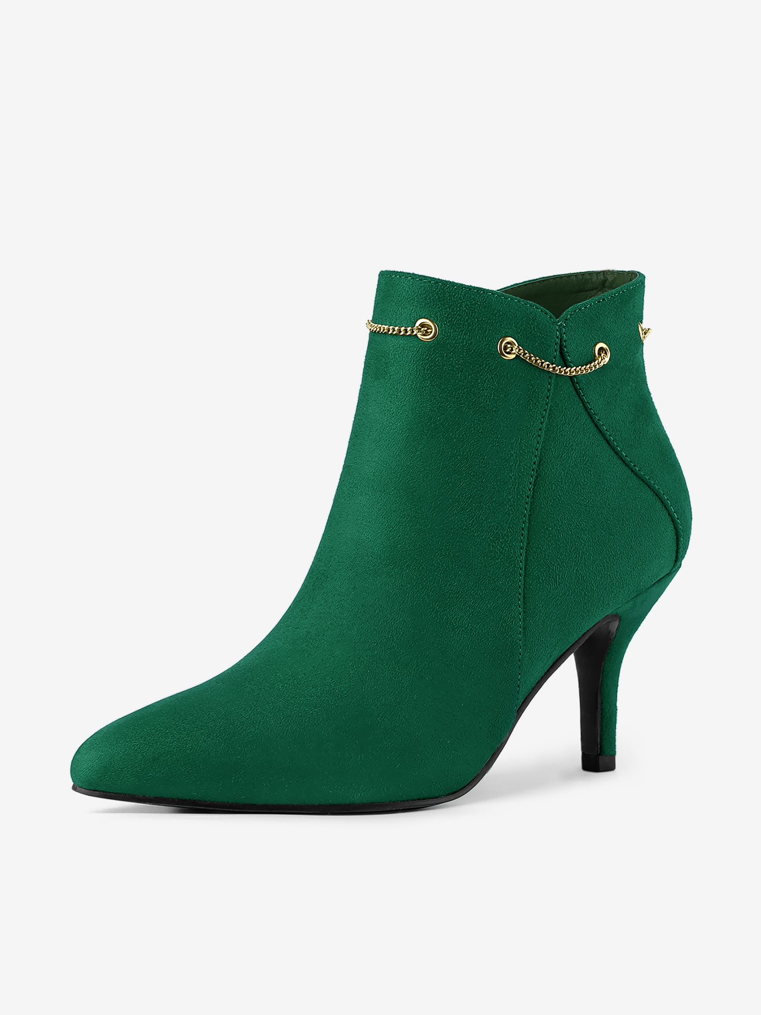 Pointed Toe Side Zip Stiletto Heel Ankle Booties Emerald Green/9 - Allegra K catalog