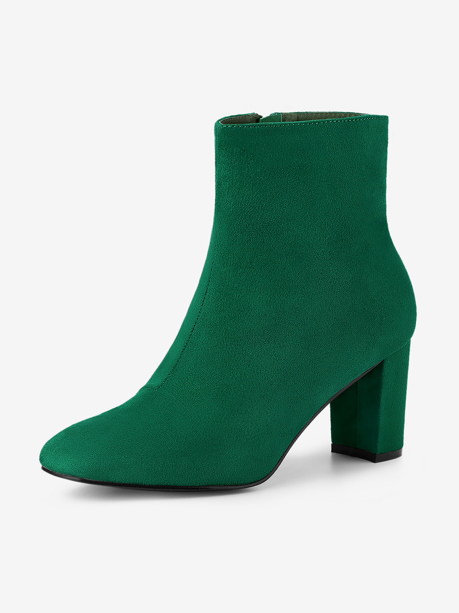 Dress Side Zip Chunky Heel Ankle Boots Emerald Green/7 - Allegra K catalog
