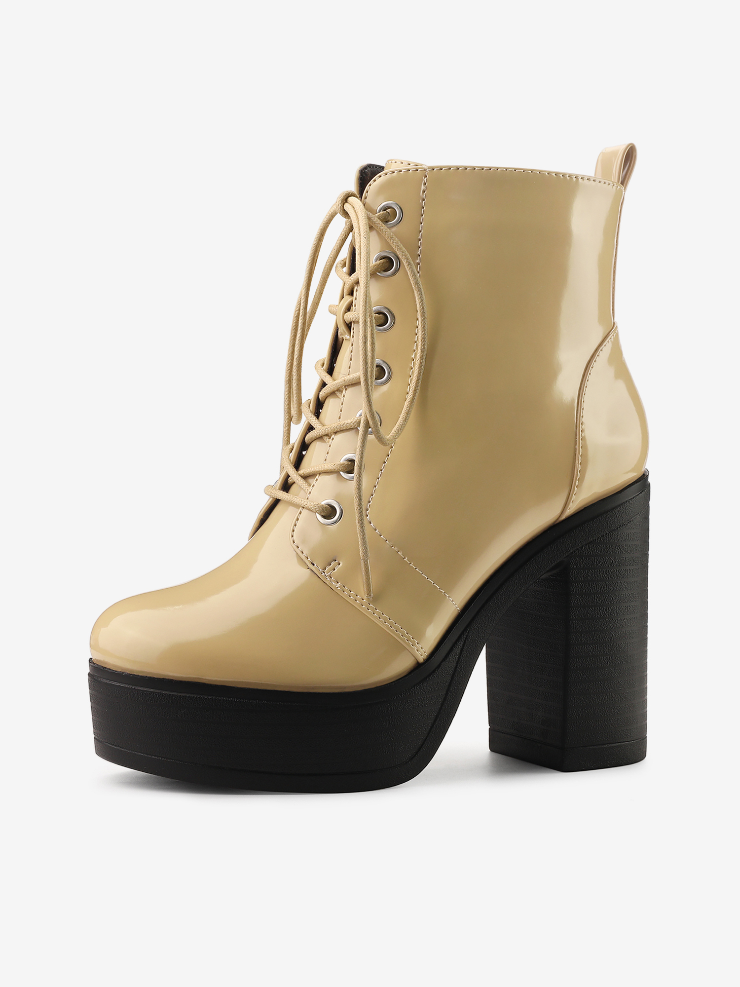 Platform Chunky High Heel Lace Up Combat Boots Khaki/9 - Allegra K catalog