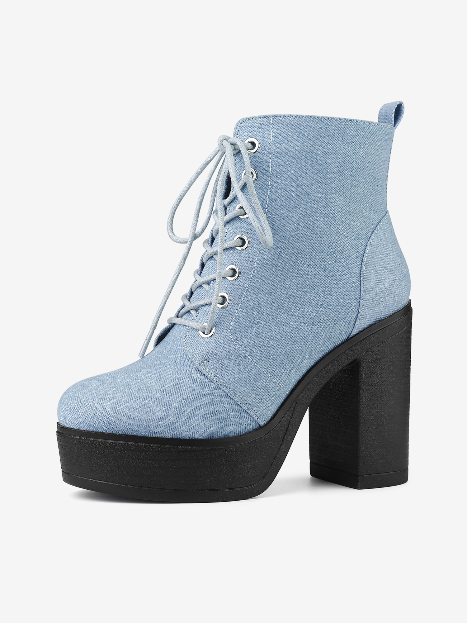 Platform Chunky High Heel Lace Up Combat Boots Denim Blue/6.5 - Allegra K catalog