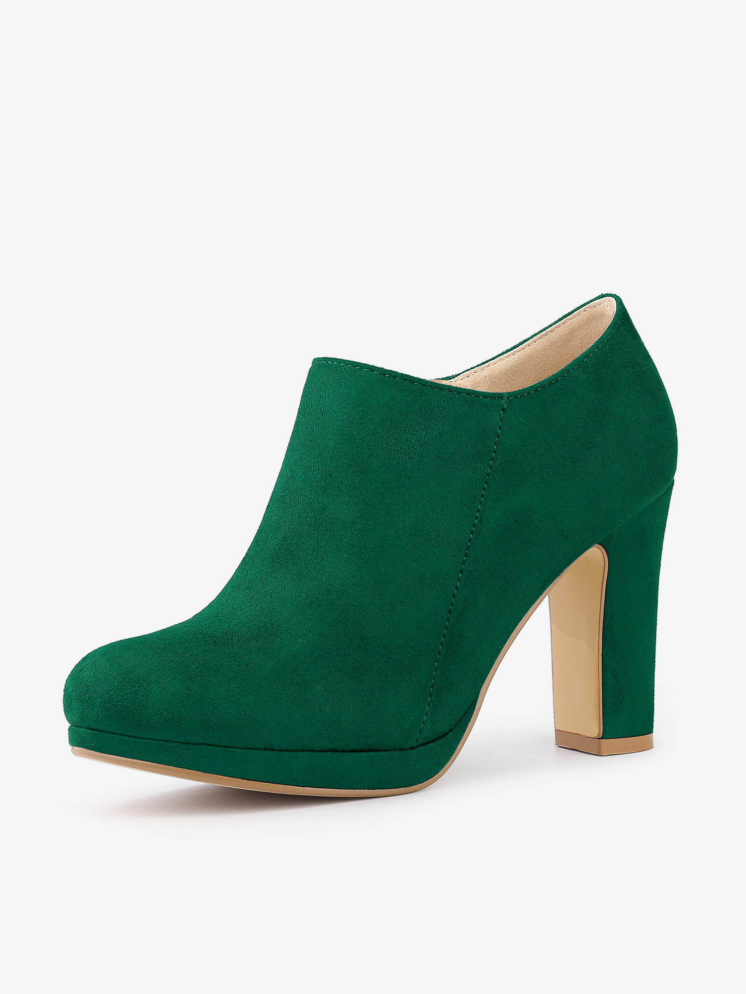 Platform Round Toe Chunky Heel Ankle Booties Emerald Green/7 - Allegra K catalog