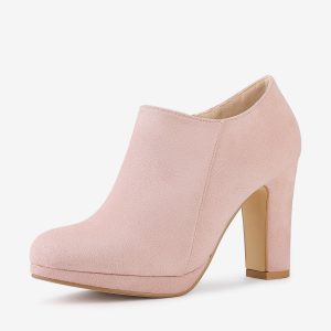 Platform Round Toe Chunky Heel Ankle Booties Pink/7.5 - Allegra K catalog