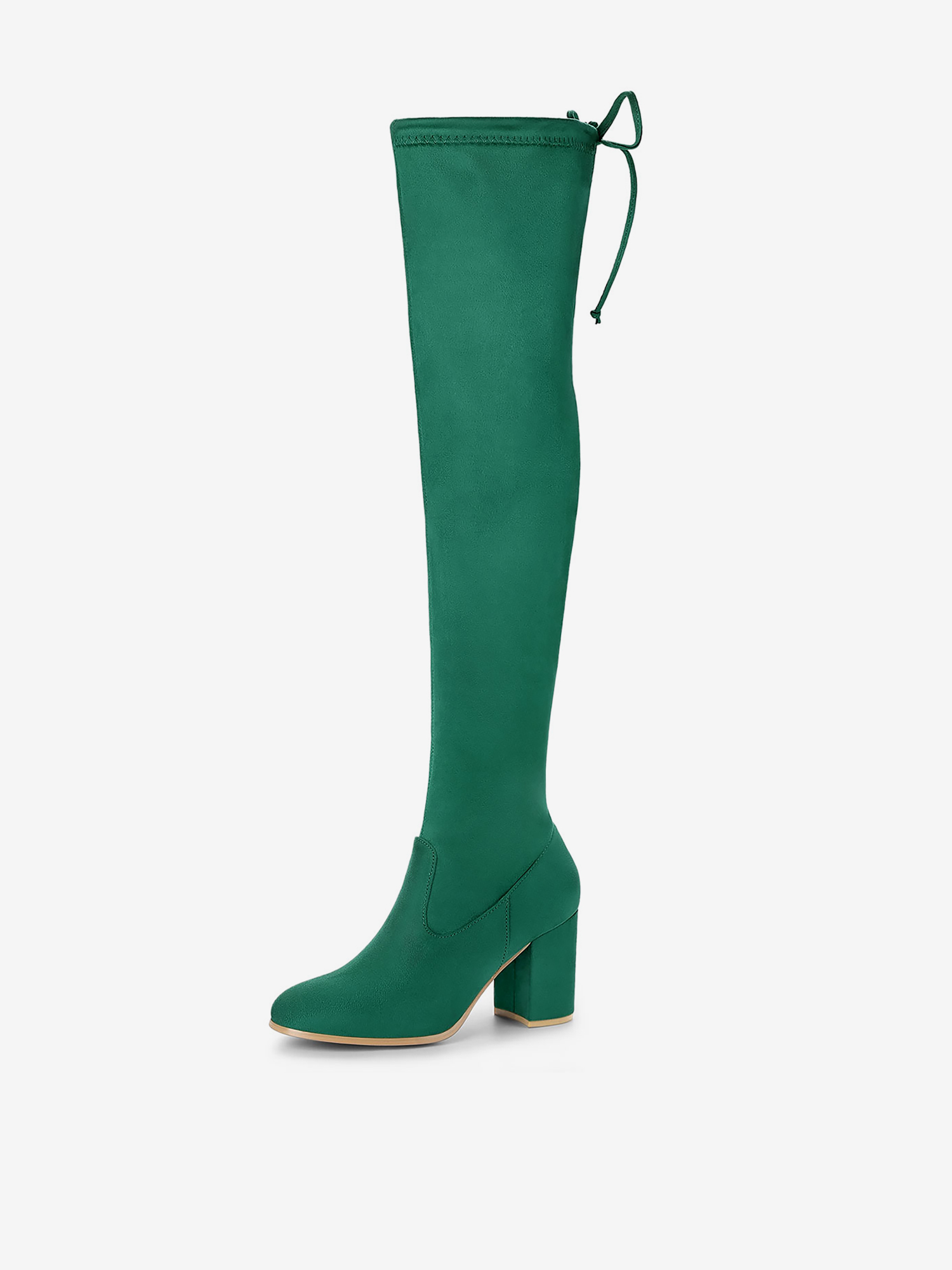 Round Toe Chunky Heel Over the Knee High Boots Green/8.5 - Allegra K catalog