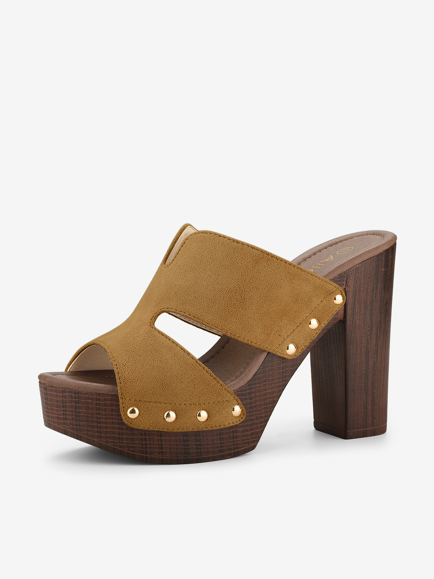 Faux Suede Platform High Block Heel Slides Sandals Brown/7 - Allegra K catalog