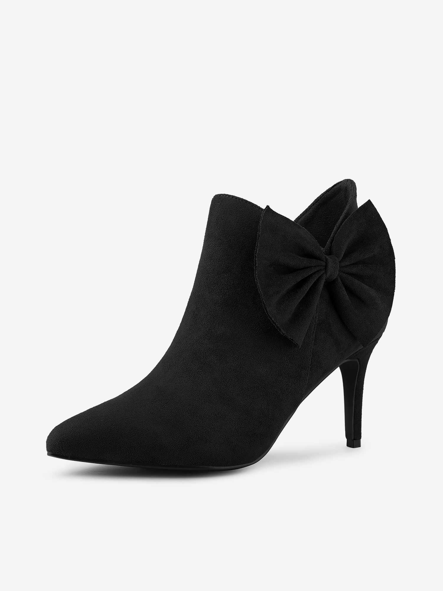 Pointed Toe Zip Bow Stiletto Heel Ankle Boots Black/9 - Allegra K catalog
