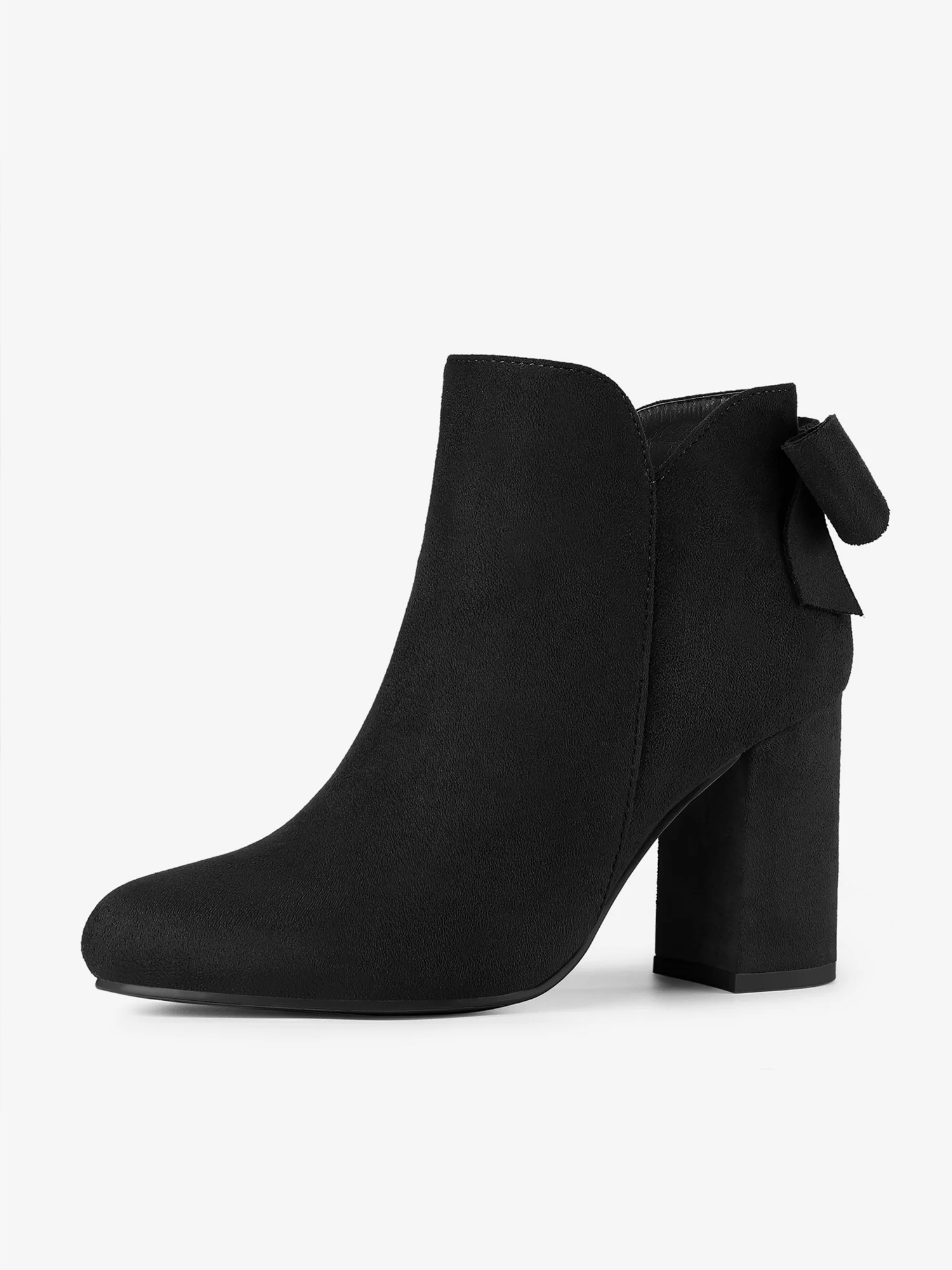 Round Toe Bow Decor Chunky Heel Ankle Boots Black/9 - Allegra K catalog