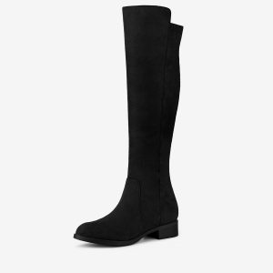 Side Zipper Chunky Heel Knee High Boots Black/11 - Allegra K catalog