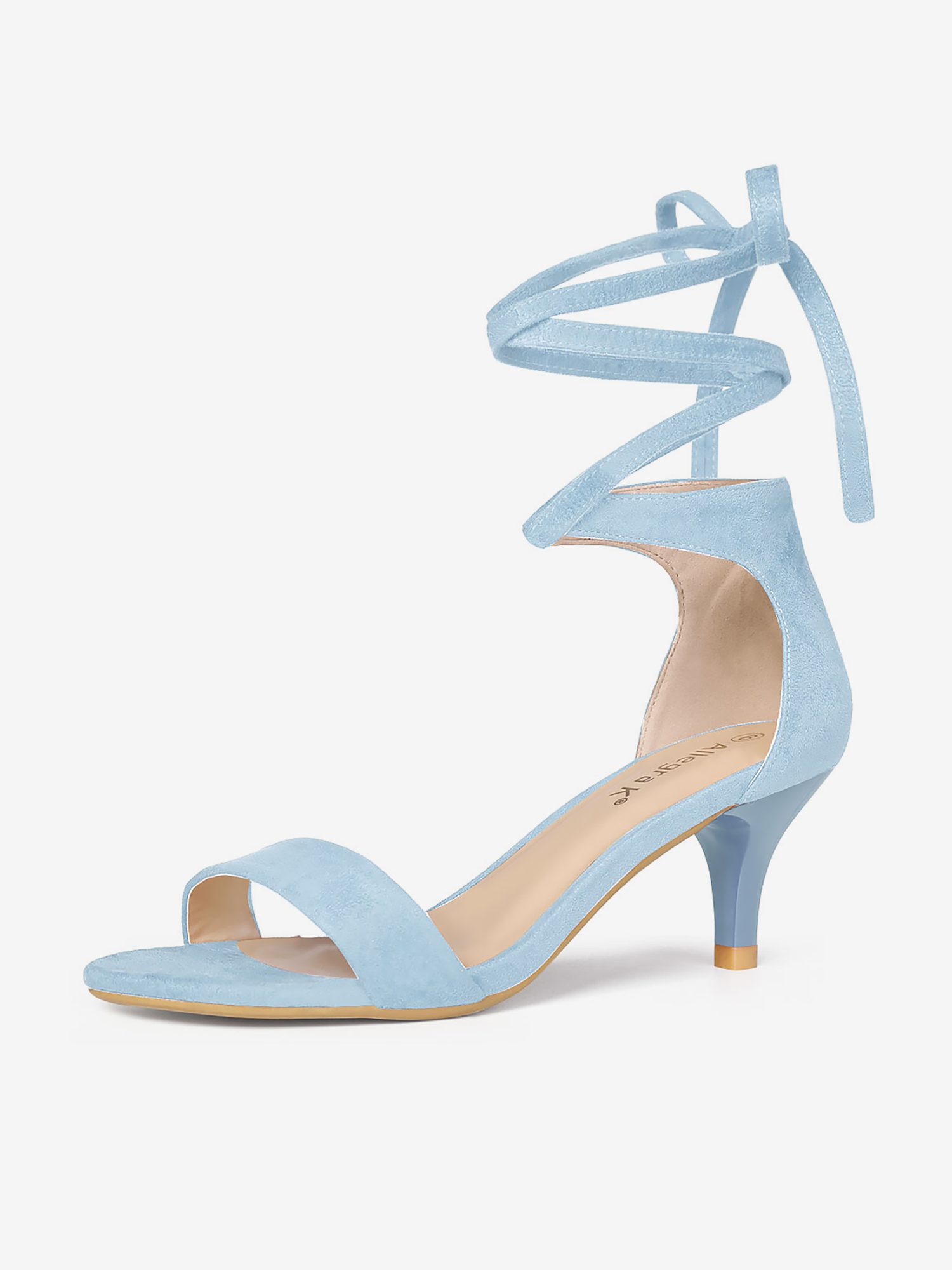 Faux Suede Open Toe Kitten Heel Lace Up Sandals Sky Blue/7.5 - Allegra K catalog