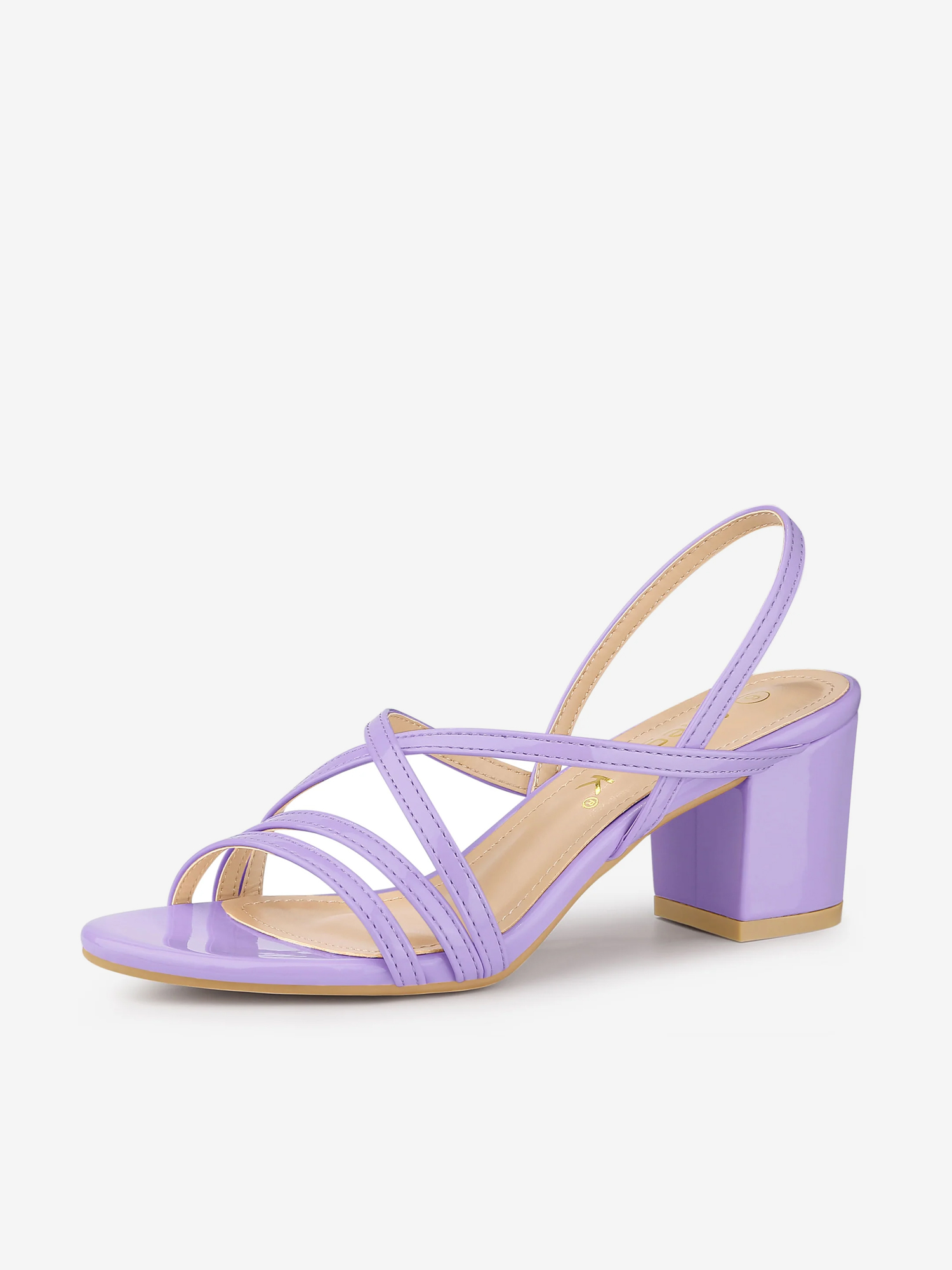 Strappy Slingback Chunky Heel Slide Sandals Purple/7 - Allegra K catalog