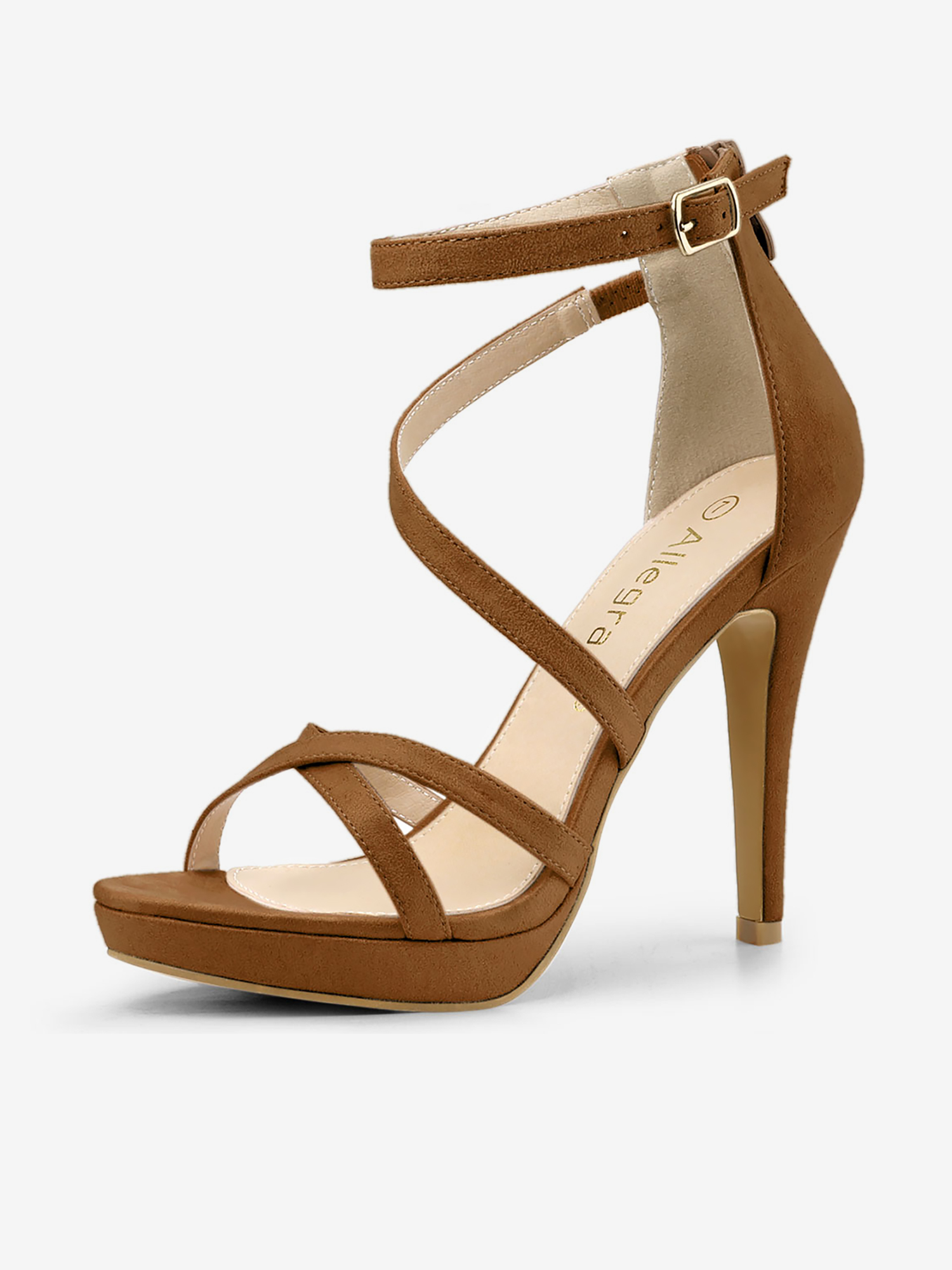 Round Toe Strappy Platform Stiletto Heel Sandals Brown/10 - Allegra K catalog