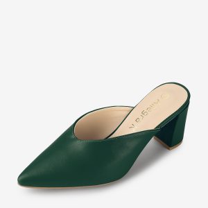 Pointed Toe Chunky Heel Slides Mules Green/8 - Allegra K catalog