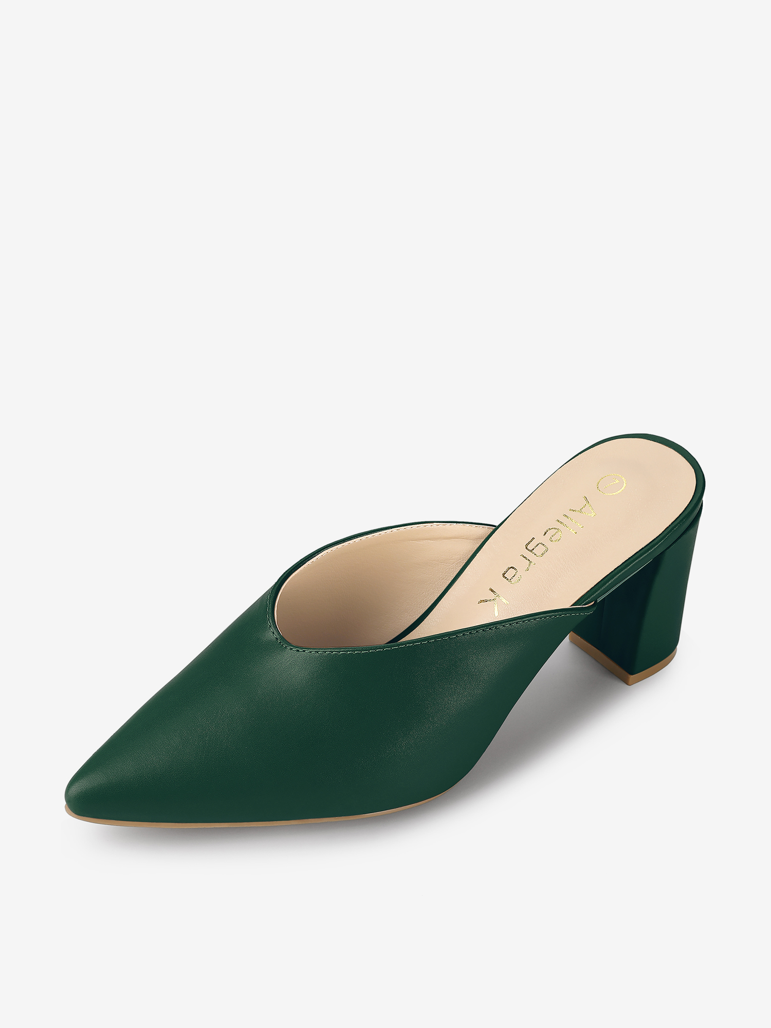 Pointed Toe Chunky Heel Slides Mules Green/11 - Allegra K catalog