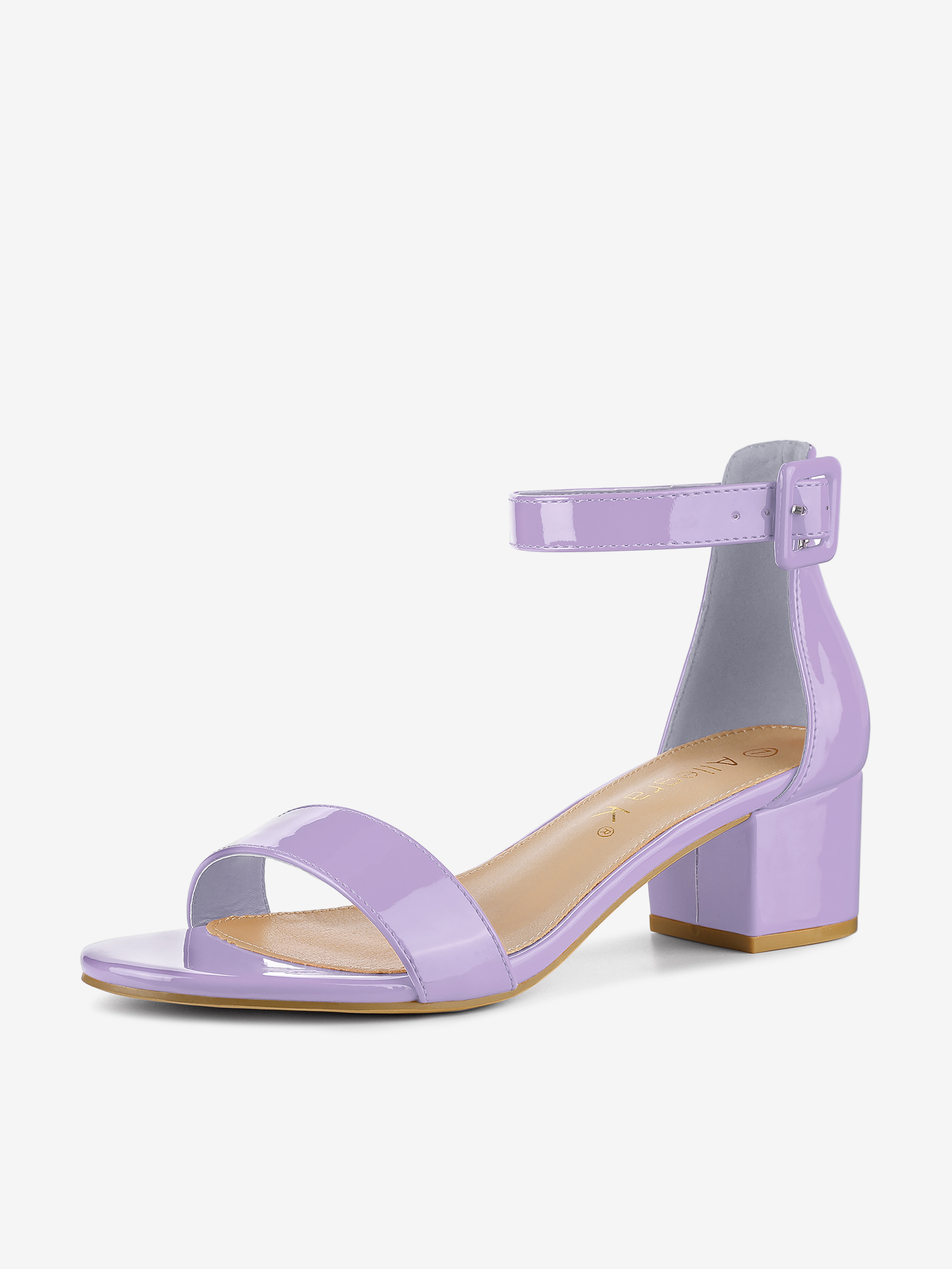 PU Open Toe Block Low Heel Ankle Strap Sandals Purple/6.5 - Allegra K catalog