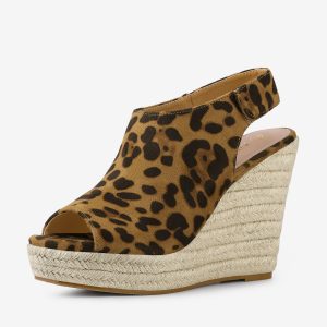 Open Toe Espadrille Platform Wedge Heel Slingback Sandals Leopard/7 - Allegra K catalog