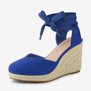 Closed Toe Espadrilles Wedges Tie Up Wedge Sandals Royal Blue/6 - Allegra K catalog