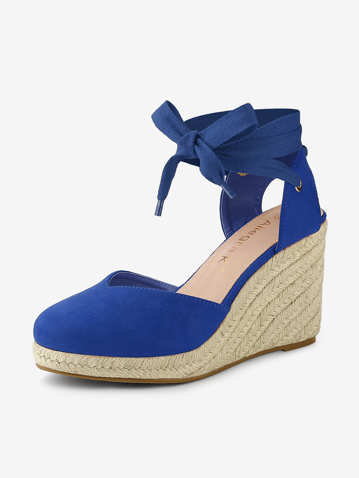 Closed Toe Espadrilles Wedges Tie Up Wedge Sandals Royal Blue/9 - Allegra K catalog