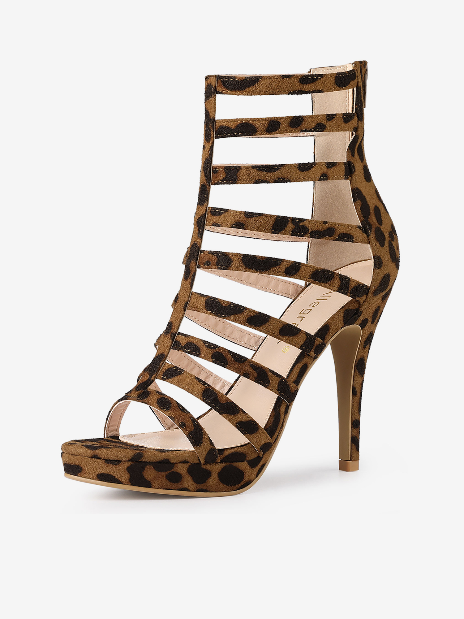 Platform Strappy Gladiator Stiletto Heel Sandals Leopard/10 - Allegra K catalog