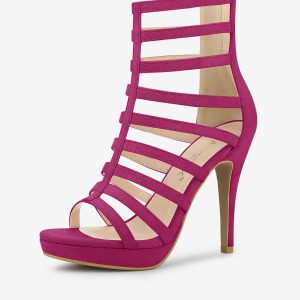 Platform Strappy Gladiator Stiletto Heel Sandals Hot Pink/6 - Allegra K catalog