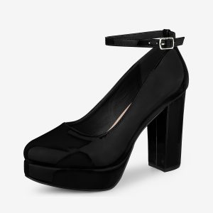 Platform Ankle Strap Chunky Heel Mary Janes Pumps Black/8 - Allegra K catalog