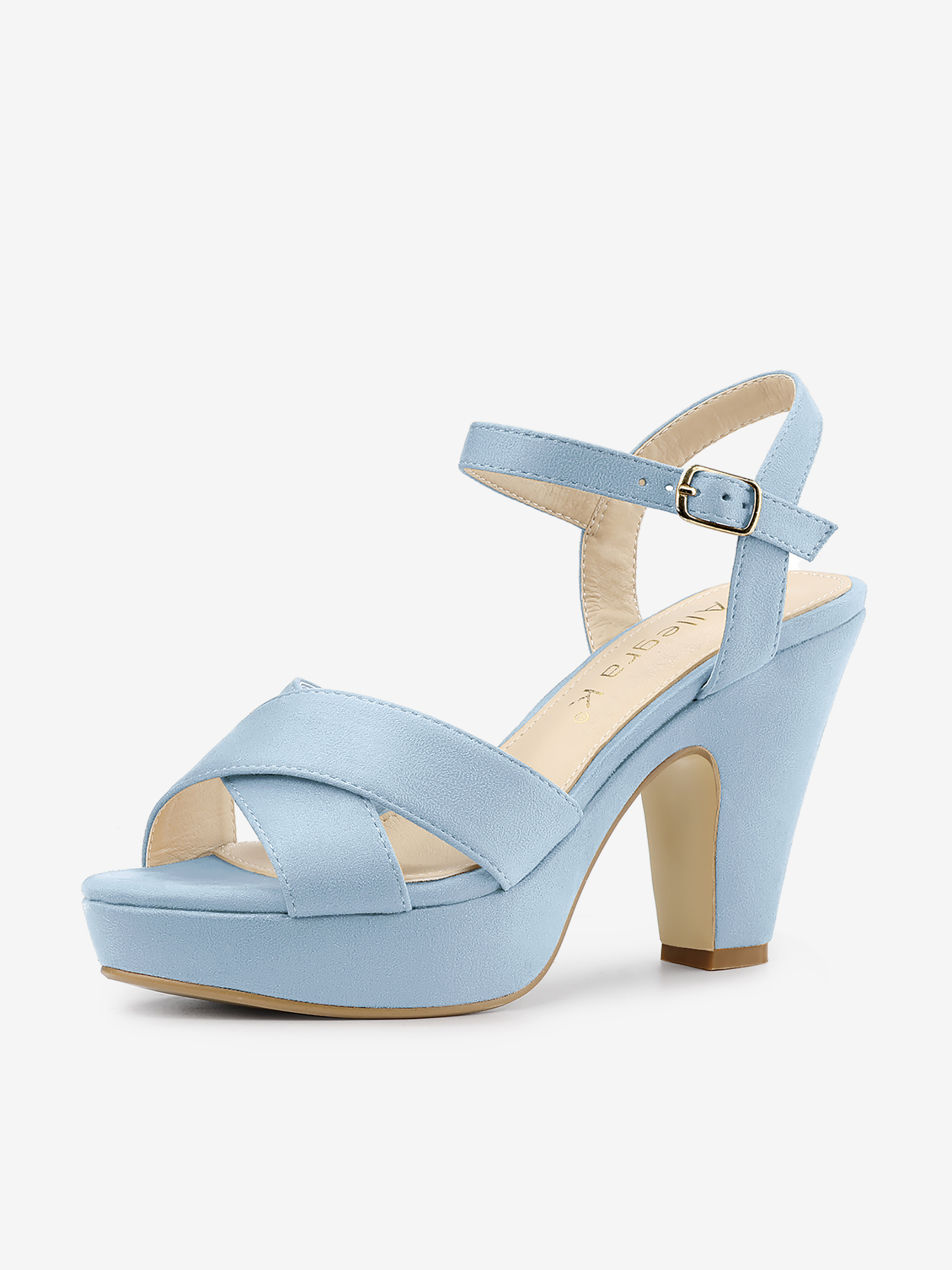 Platform Chunky Heel Ankle Strap Slingback Sandals Sky Blue/7 - Allegra K catalog