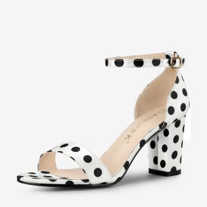 Open Toe Ankle Strap Chunky High Heel Sandals White/6 - Allegra K catalog
