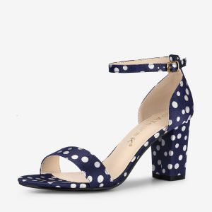 Open Toe Ankle Strap Chunky High Heel Sandals Blue/10 - Allegra K catalog
