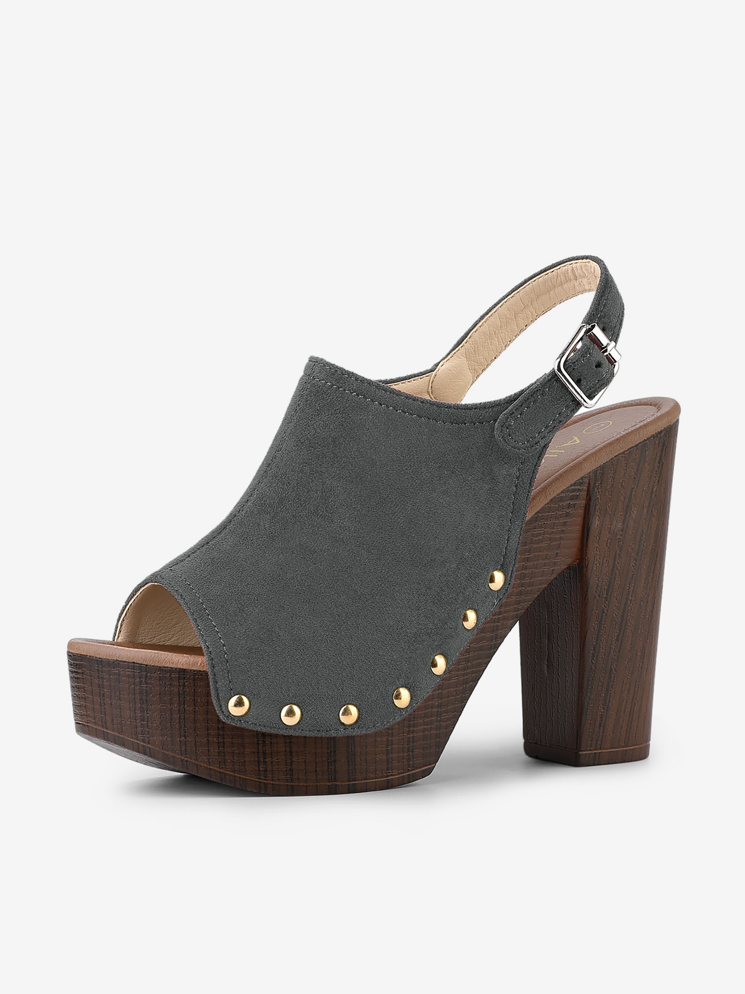 Open Toe Slingback Platform Chunky Heel Sandals Grey/9.5 - Allegra K catalog