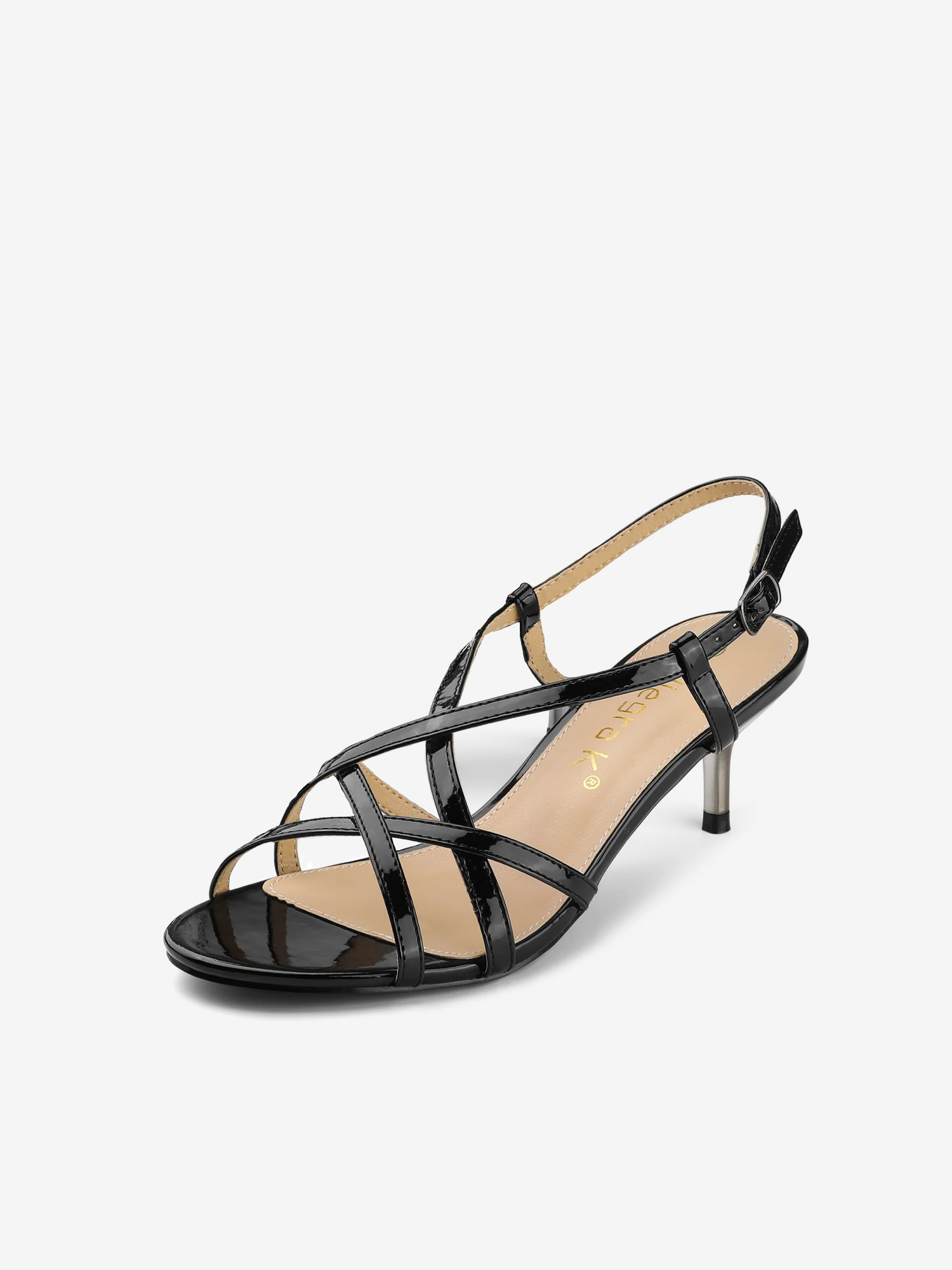 Slingback Strappy Buckle Kitten Heel Sandals Black/8.5 - Allegra K catalog