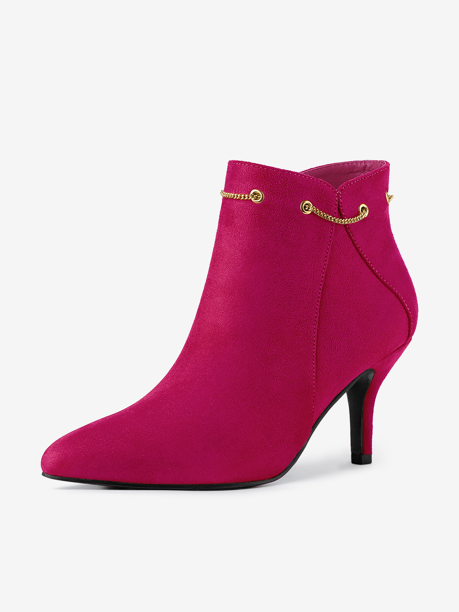 Pointed Toe Side Zip Stiletto Heel Ankle Booties HotPink/5.5 - Allegra K catalog