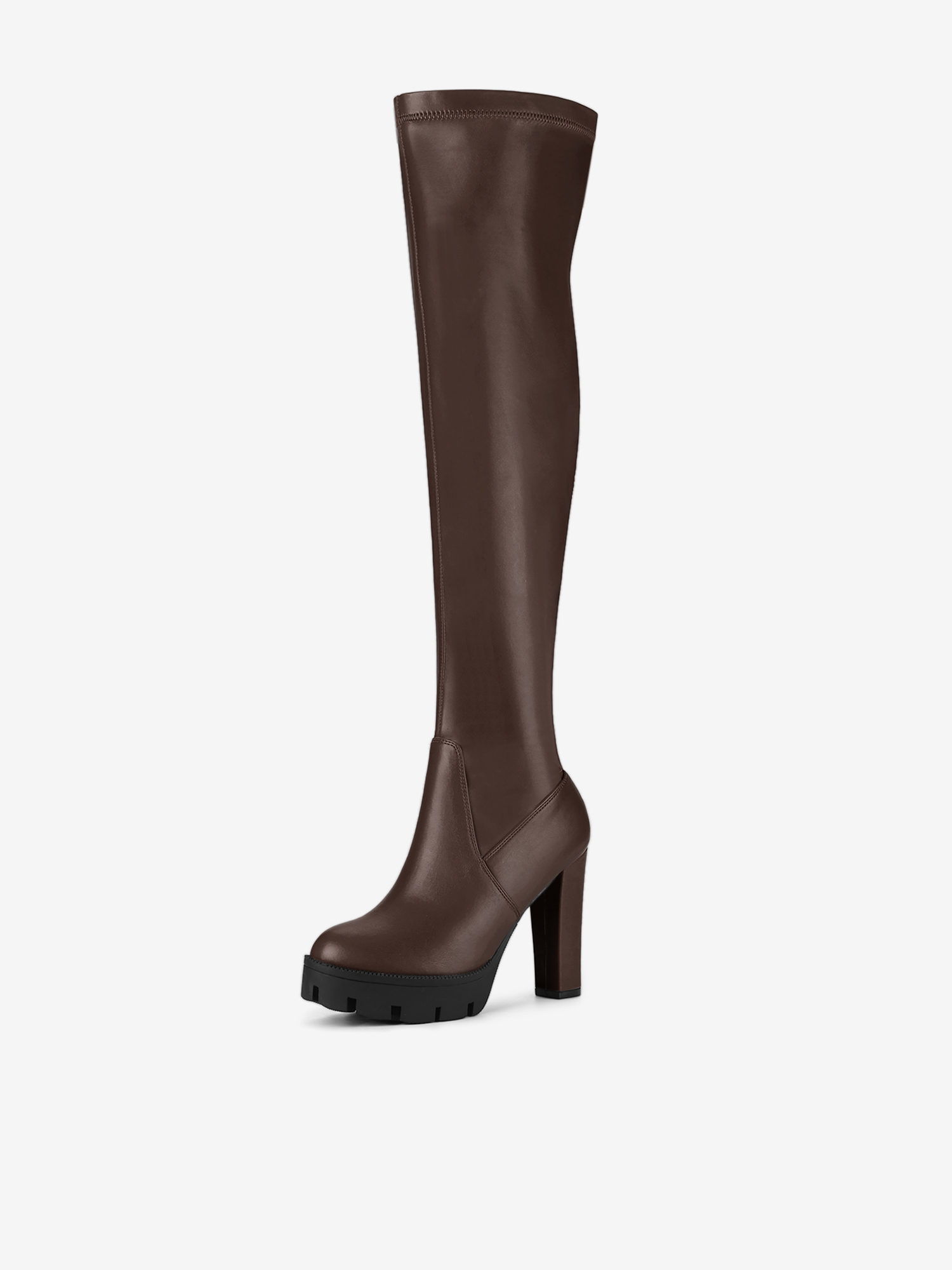 Platform Chunky Heel Over Knee High Side Zipper Boots Coffee/6.5 - Allegra K catalog