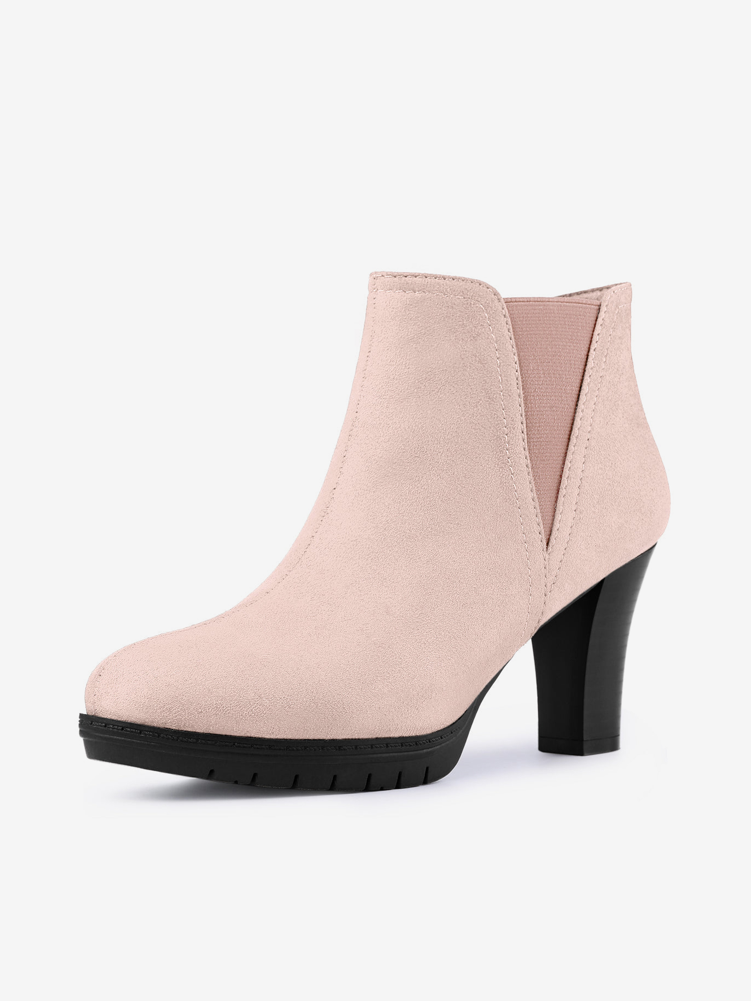 Round Toe Block Heel Chelsea Ankle Boots Dust Pink/6.5 - Allegra K catalog