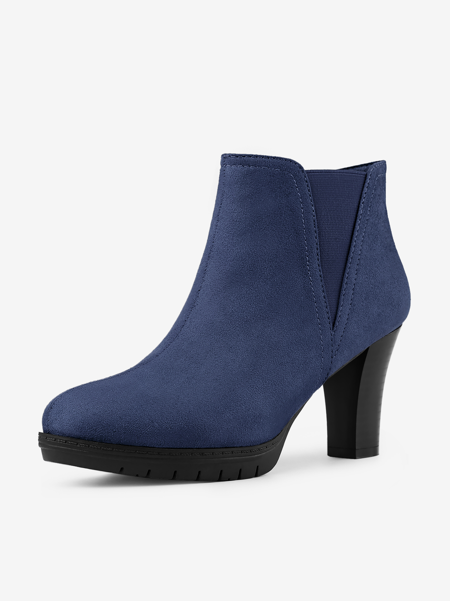 Round Toe Block Heel Chelsea Ankle Boots Dark Blue/9 - Allegra K catalog