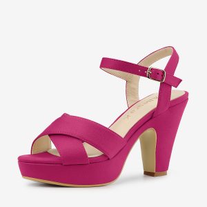 Ankle Strap Platform Chunky Heel Slingback Sandals Hot Pink/6 - Allegra K catalog
