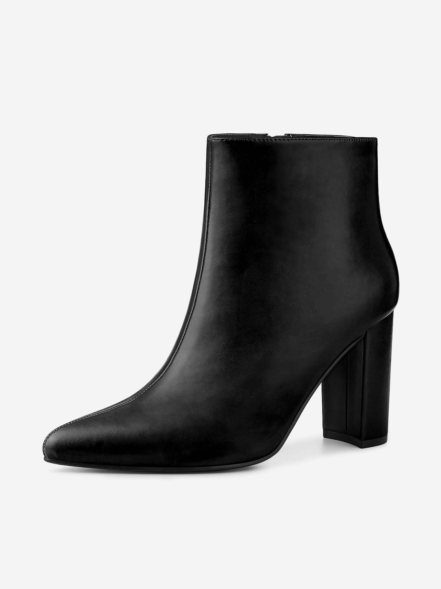 Pointed Toe Zipper Chunky High Heel Ankle Boots Black/11 - Allegra K catalog