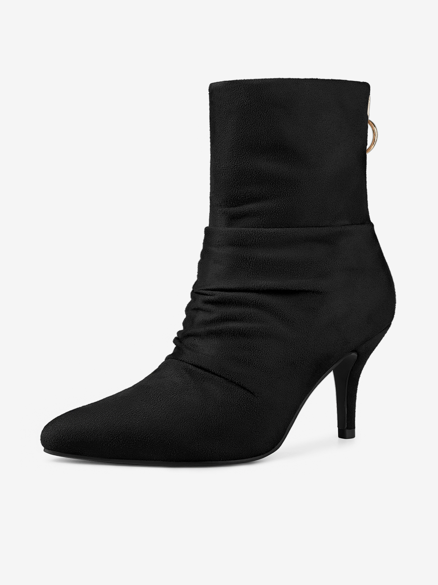 Pointy Toe Slouchy Back Zipper Stiletto Heel Ankle Boots Black/11 - Allegra K catalog
