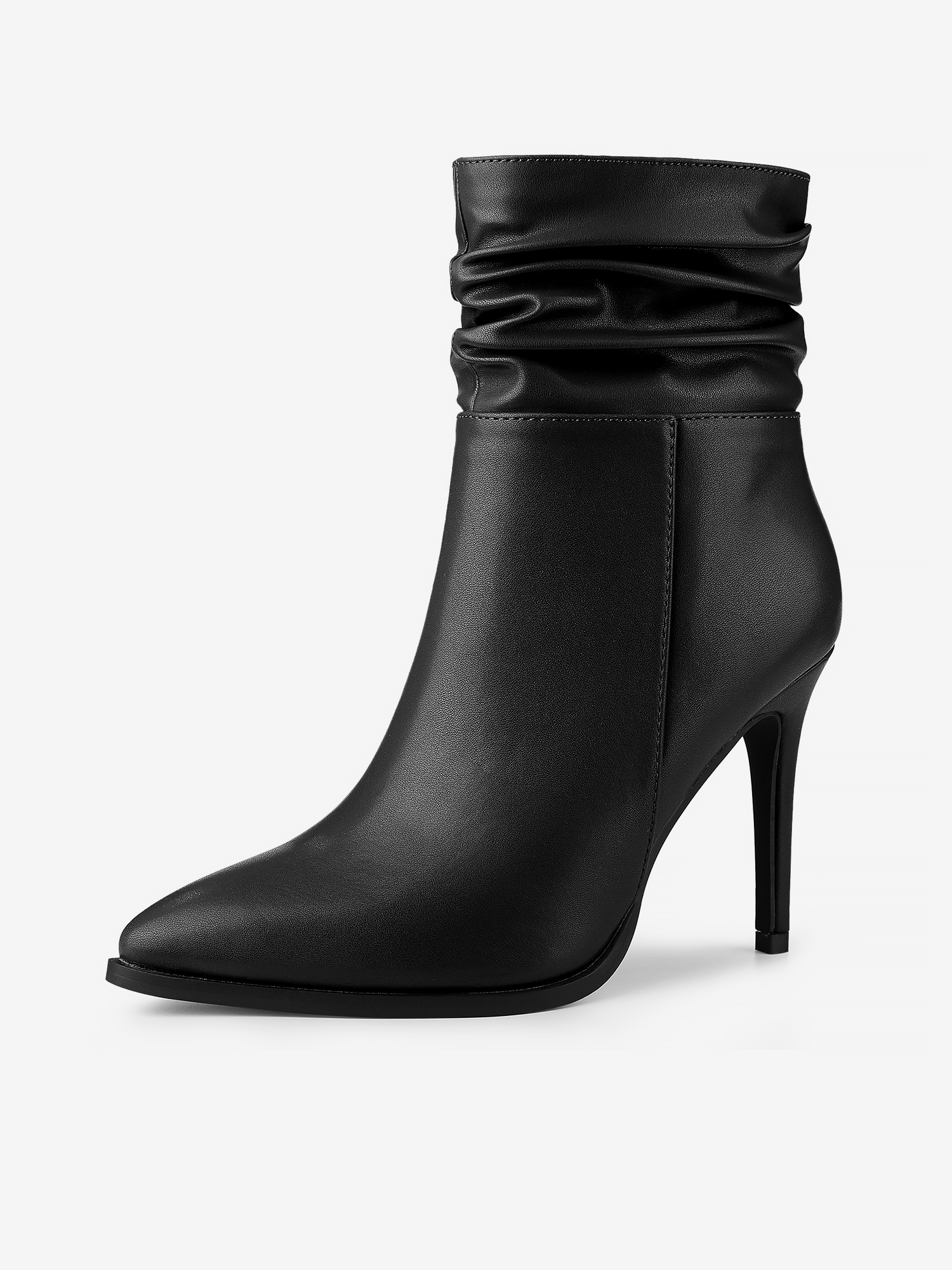 Slouchy Pointed Toe Stiletto Heel Ankle Boot Black/9 - Allegra K catalog