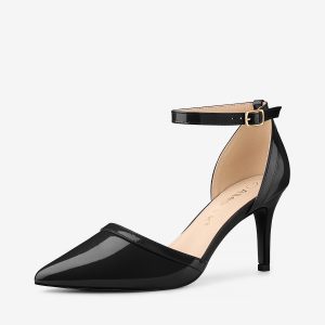 Pointed Toe Stiletto High Heel Party Ankle Strap Pumps Black/7 - Allegra K catalog