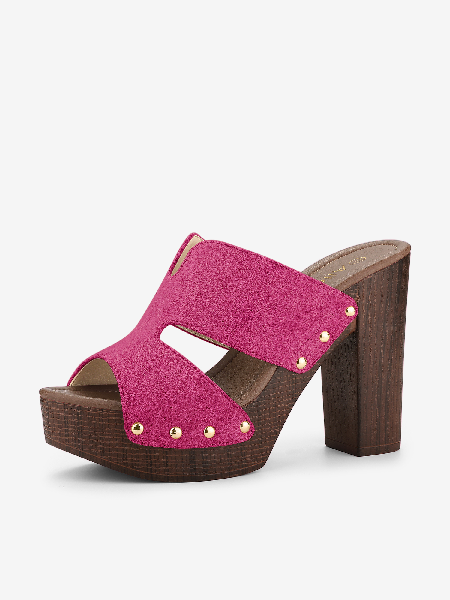 Faux Suede Platform High Block Heel Slides Sandals Hot Pink/8.5 - Allegra K catalog