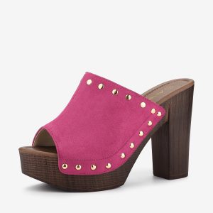 Open Toe Platform Block Heel Slides Sandals Hot Pink/8 - Allegra K catalog