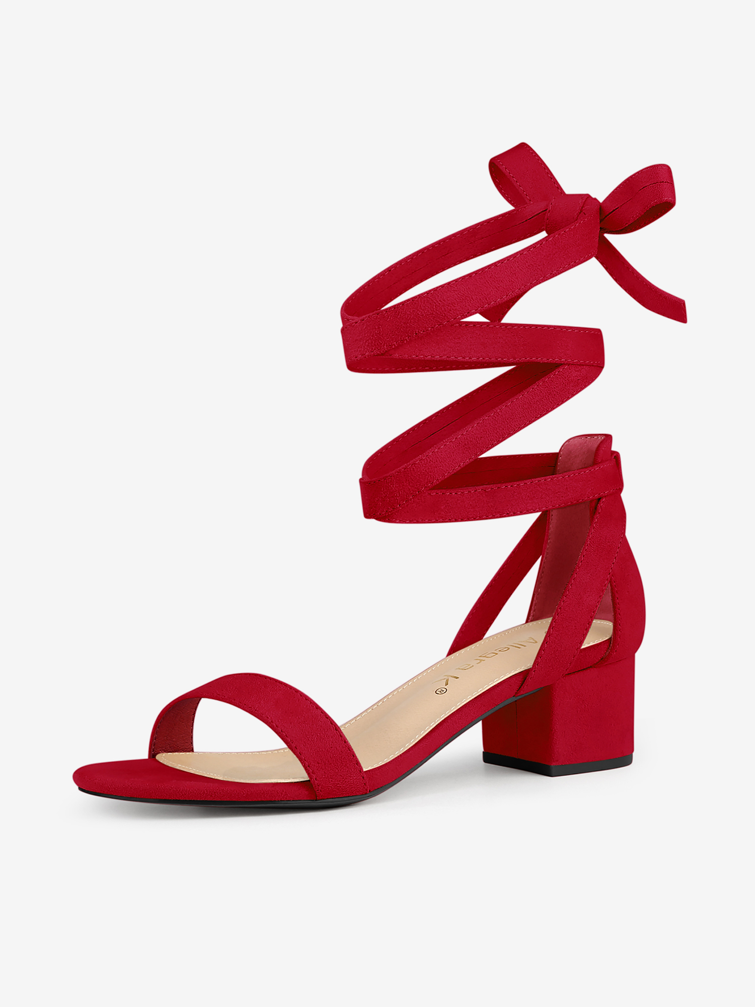 Open Toe Block Heel Lace Up Ankle Strap Sandals Red/7.5 - Allegra K catalog
